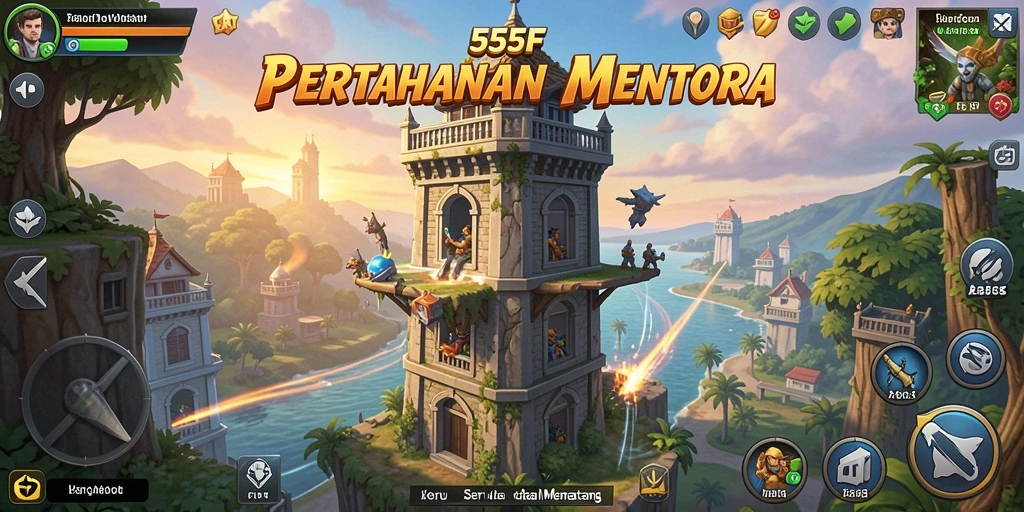 Tampilan gameplay Tower Defense yang intens dan menarik.