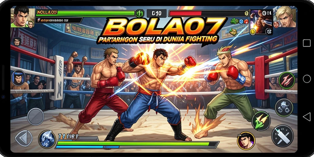 Tangkapan layar gameplay BOLA07 dengan aksi pertarungan yang seru.