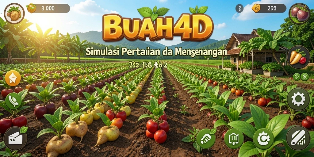 Tampilan menarik dari gameplay BUAH4D dengan elemen bertani yang interaktif.