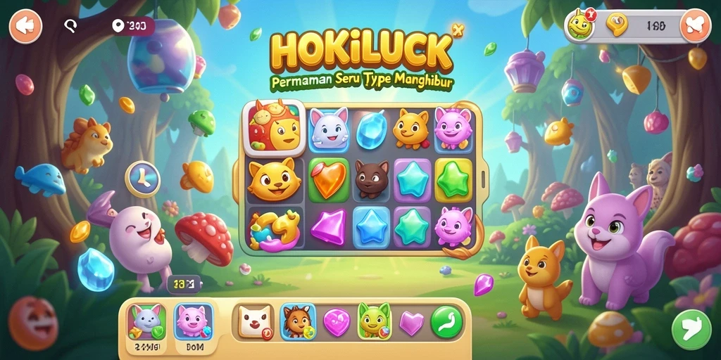 Gameplay HOKILUCK yang seru dengan objek berwarna-warni.