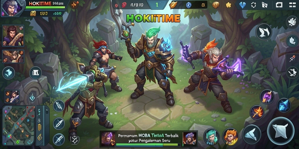 Tangkapan layar <strong>HOKITIME</strong> menampilkan aksi mendebarkan dari pertempuran MOBA.