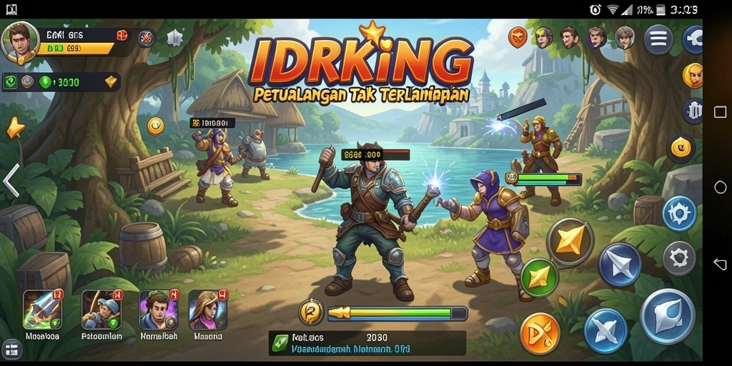 Tampilan gameplay yang menakjubkan dari IDRKING di dunia petualangan.