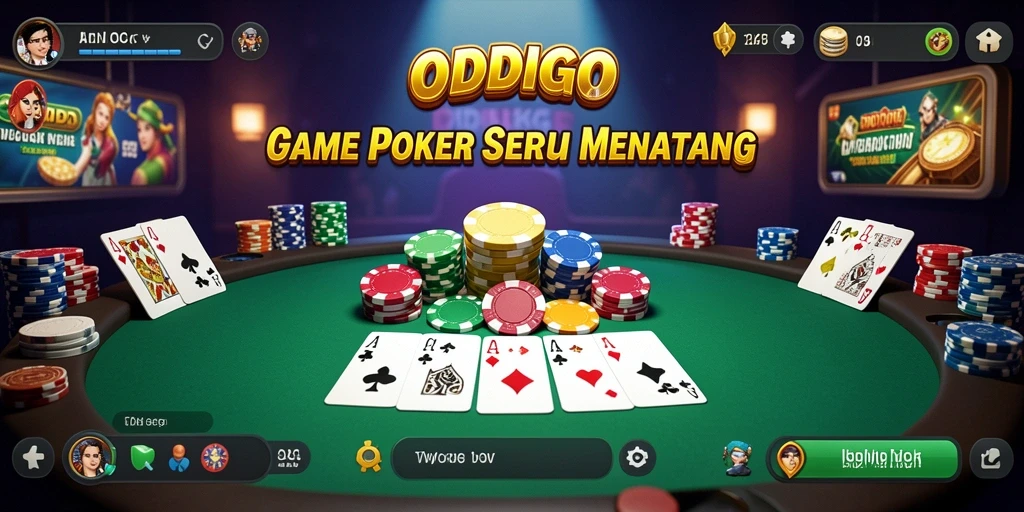 Screenshot ODDIGO menampilkan suasana permainan Poker yang mendebarkan.