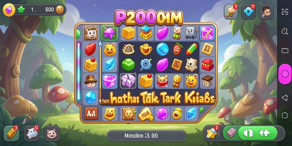 Tampilan menarik gameplay P200M dengan tantangan Match-3 yang seru.