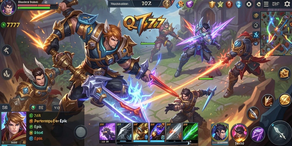 Tampilan gameplay seru dari QT777 di arena pertempuran MOBA.