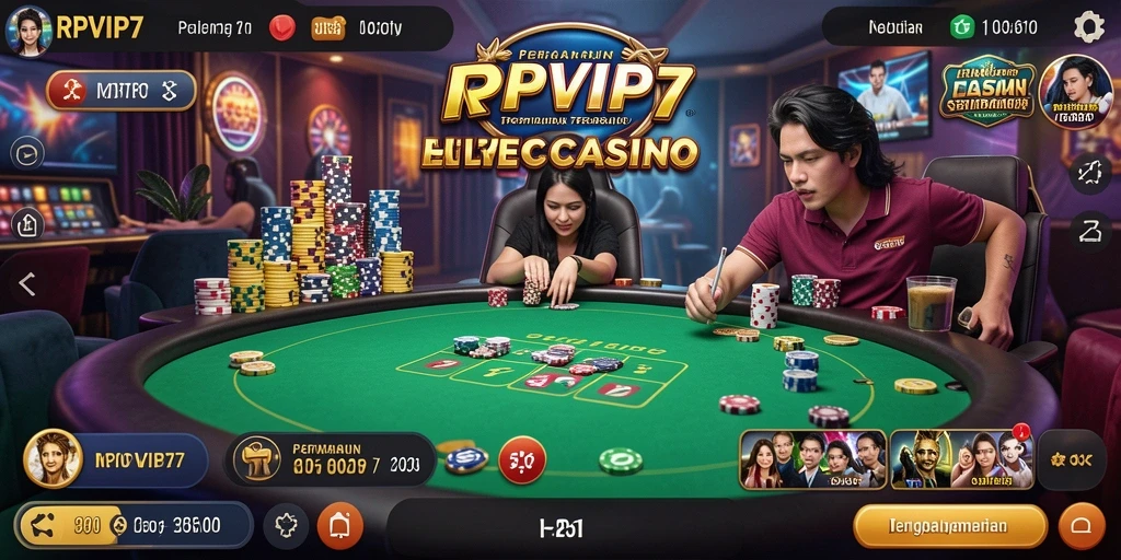 Screenshot RPVIP7 menampilkan gameplay Live Casino yang mendebarkan dan interaktif.