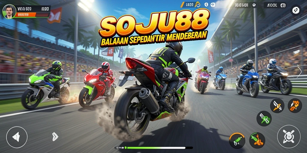 Gameplay mendebarkan dari SOJU88, balapan motor yang seru.