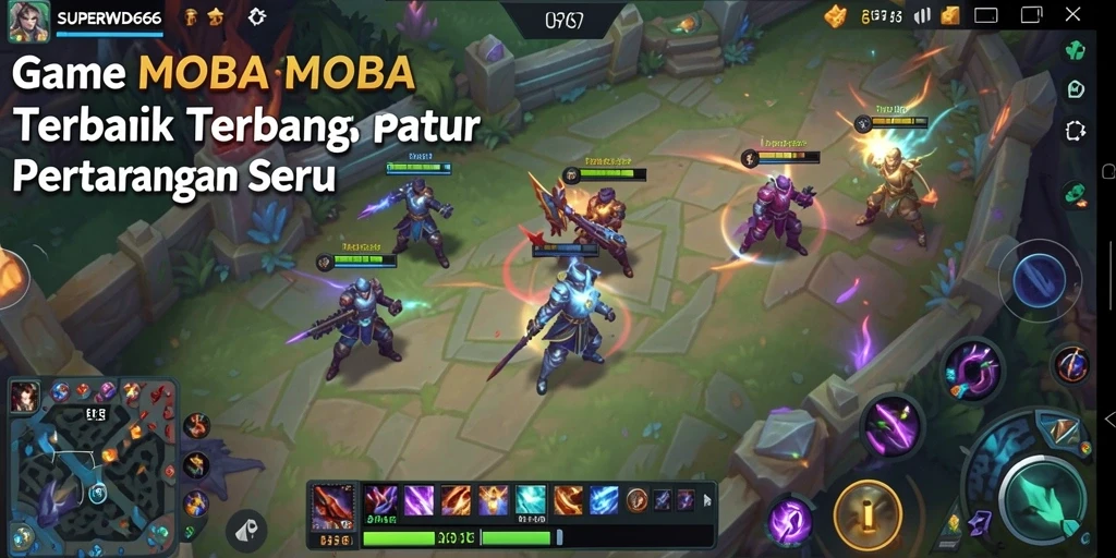 Tampilan spektakuler dari gameplay SUPERWD666 dengan aksi MOBA seru.