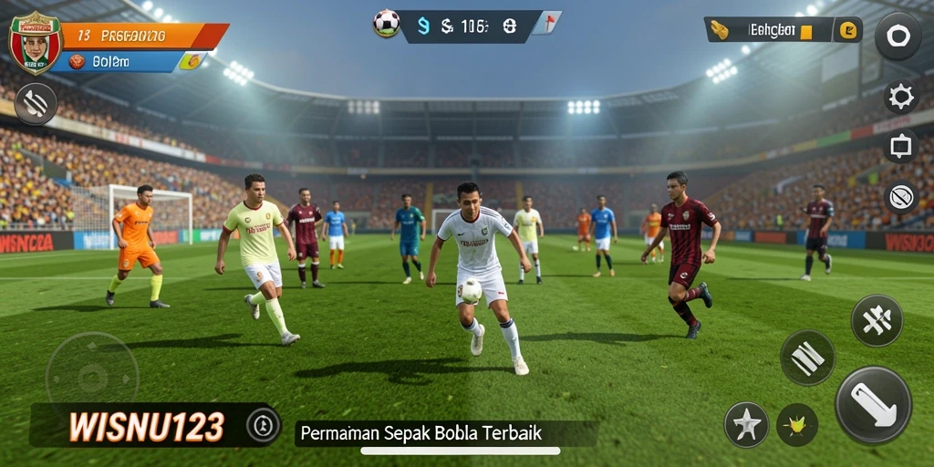 Tampilan gameplay WISNU123 yang mendebarkan dalam pertandingan sepak bola.