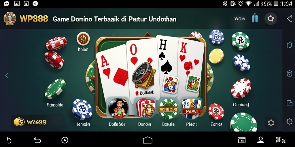 Tangkapan layar WP888 menampilkan suasana seru permainan Domino.