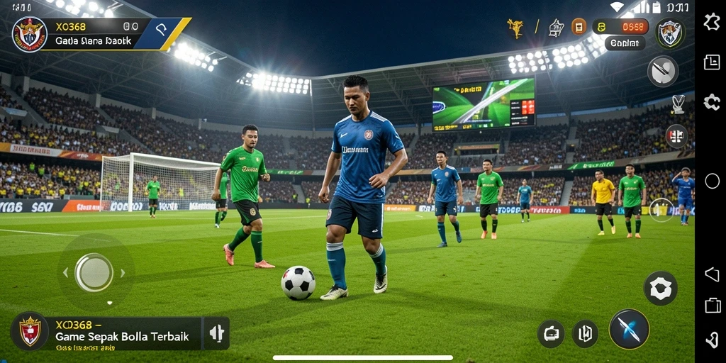 Tampilan aksi mendebarkan dalam gameplay sepak bola XO368.